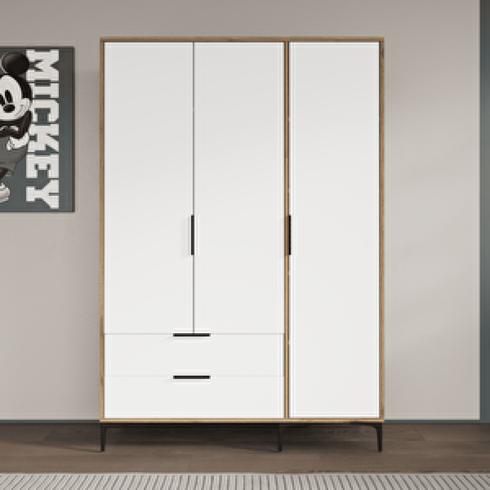 Alonex Home Aden 3 Kapakli Çekmeceli̇ Beyaz Gardirop , Elbi̇se Dolabi, Raflı Dolap Bebek Odası Gardırop Fiyatı