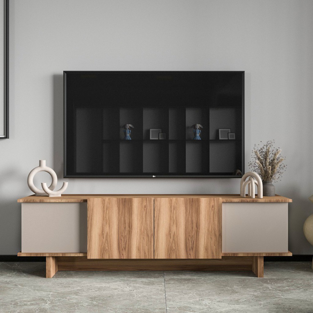 Alonex Home Diana 180 cm Tv Ünitesi , Ceviz- Dolunay Tv Ünitesi - Ceviz - Krem Tv Ünitesi / Sehpası Fiyatı