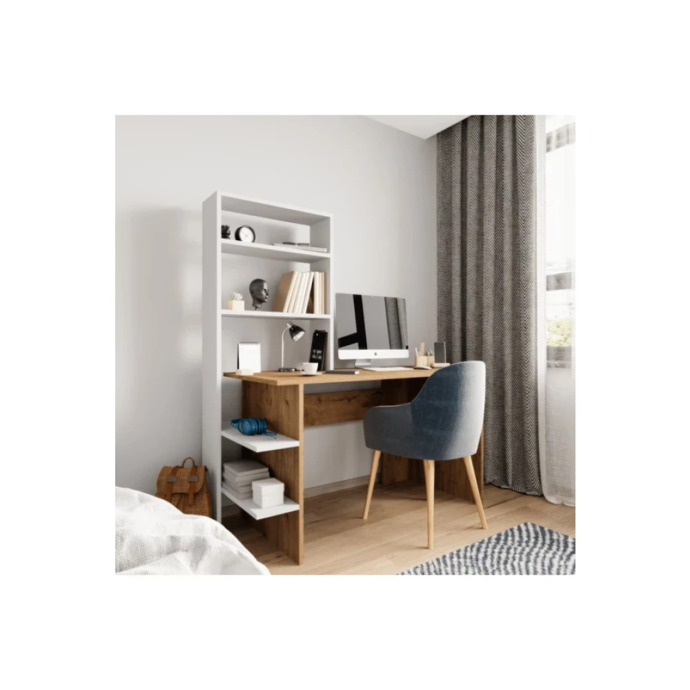 Alonex Home Mobilya Aden Beyaz Kitaplikli Calisma Masasi , Ders Calisma Masasi , Rafli Calisma Masasi Çalışma Masası Fiyatı