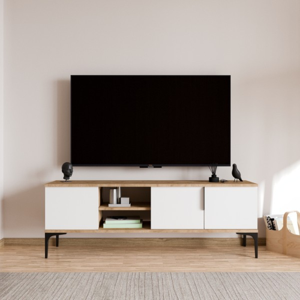 Alonex Home Tarz (Full Beyaz) , 150 cm Tv Ünitesi , Tv Sehpası ,raflı Tv Ünitesi Konsol - Beyaz Tv Ünitesi / Sehpası Fiyatı