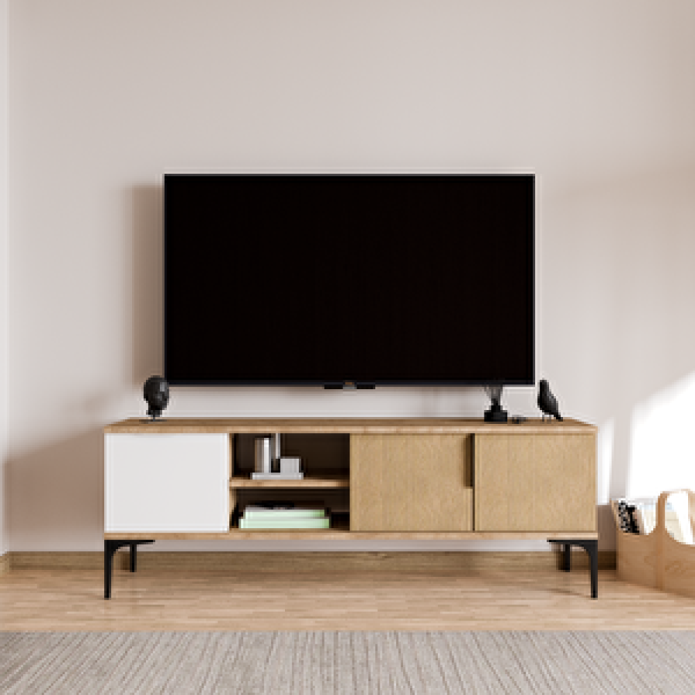 Alonex Home Tarz Sepet-Beyaz , 150 Cm Tv Ünitesi , Tv Sehpası ,Raflı Tv Ünitesi Konsol Tv Ünitesi / Sehpası Fiyatı