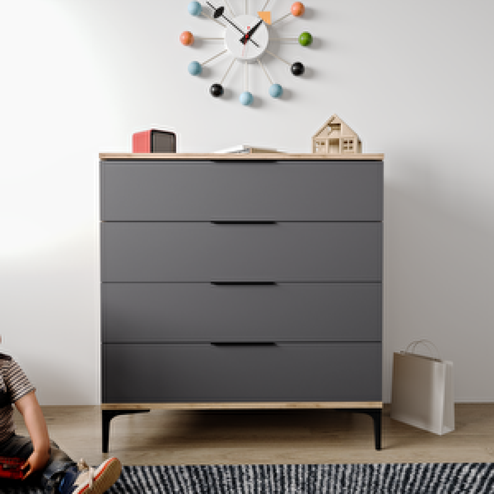 Alonex Homeaden 4 Çekmeceli̇ Antrasi̇t Şi̇fonyer Bebek Odası Şifonyer Fiyatı