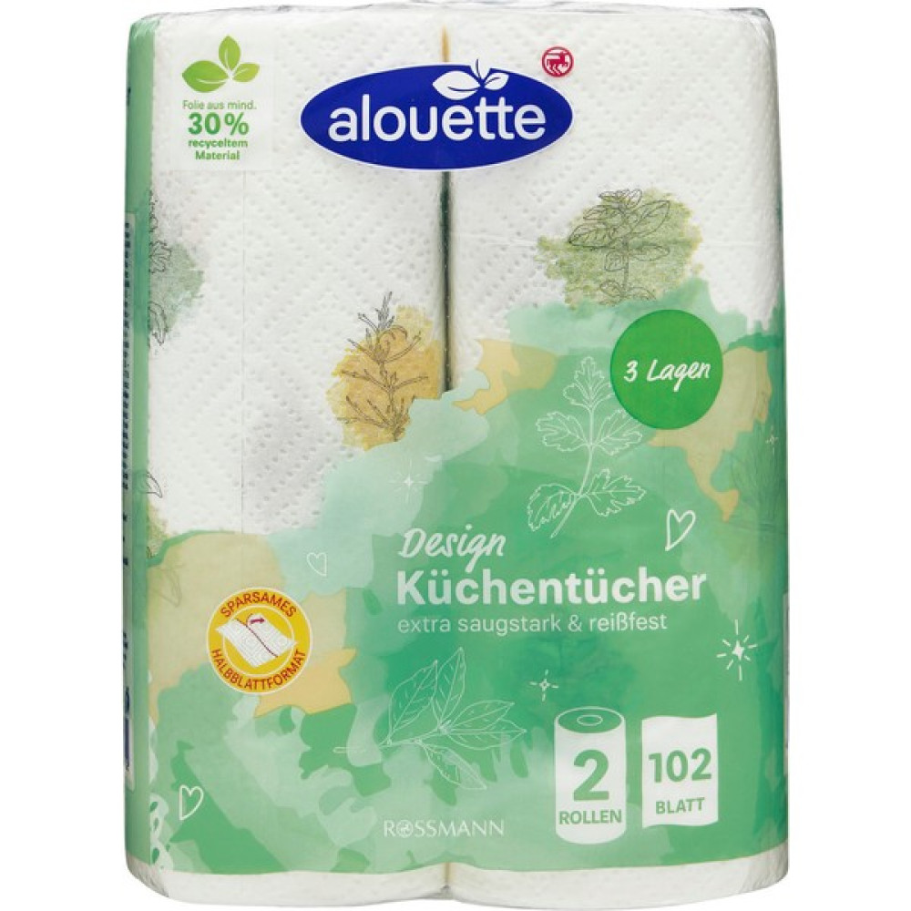 Alouette Kağıt Havlu  2 x 51 3 Katlı  Motifli - 2 Rulo - Beyaz Kağıt Havlu Fiyatı