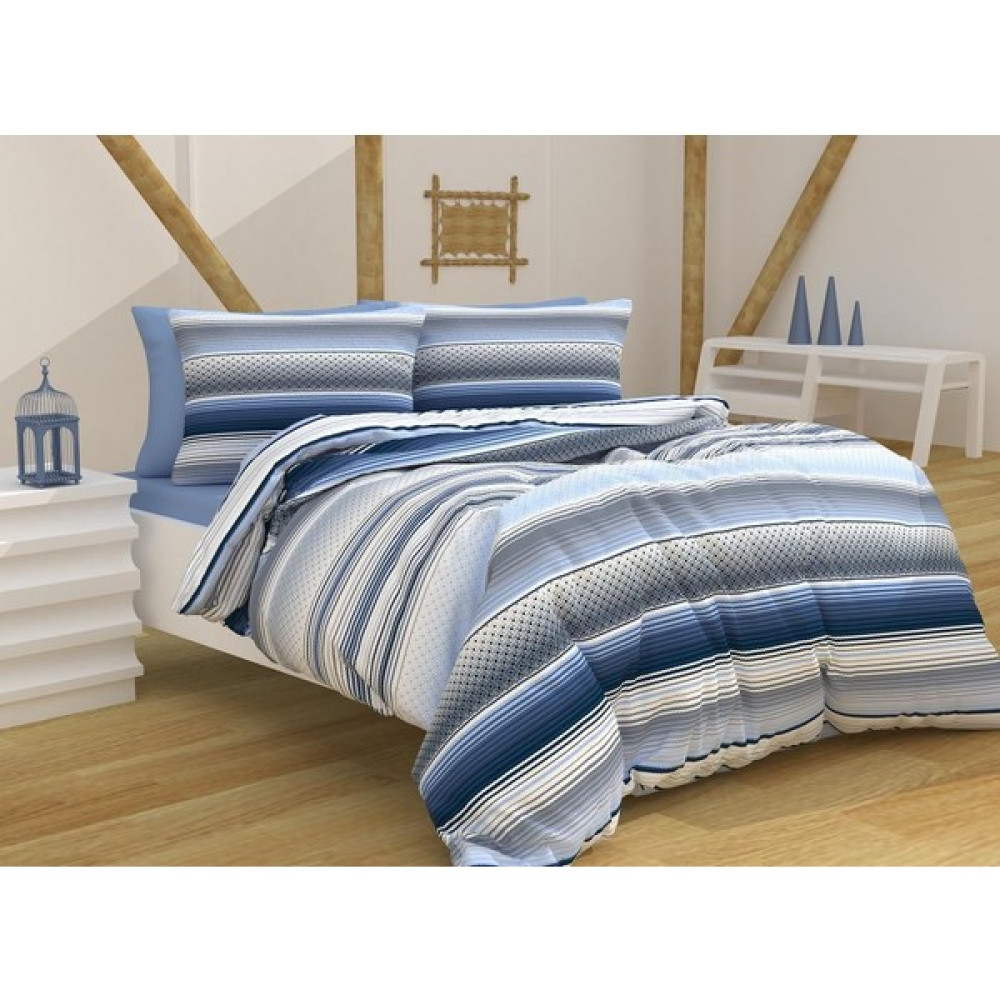 Alpak Home Çift Kişilik Nevresim Takımı - Beyaz - Mavi - 200 x 220 cm Nevresim Takımı Fiyatı