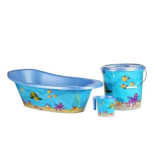 Alper Banyo 3 Parça Mavi Bebek Küvet Seti Bebek Banyo Küveti Fiyatı