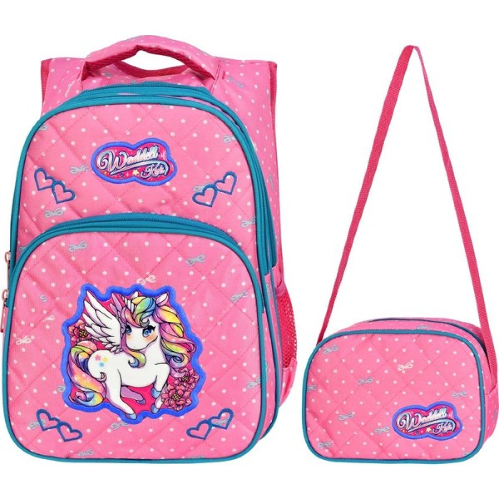 Alpha Club BAG Unicorn Figürlü Pembe Benekli Renk Ilkokul Beslenme ve Çanta 2'li Takım Unisex Sırt Çantası Fiyatı