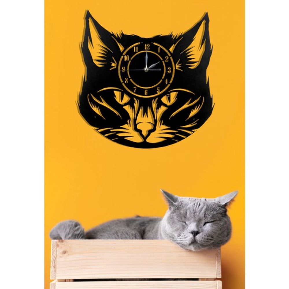 Alpha Metal Design Alpha Desıgn Lazer Kesim Kedili Duvar Saati - Metal Duvar Aksesuarları - 35X35 cm AMD3010 Dekoratif Saat Fiyatı