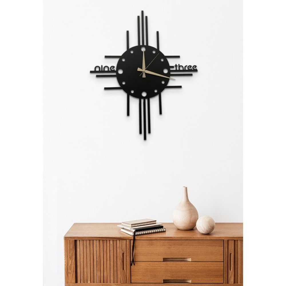 Alpha Metal Desıgn - Lazer Kesim Metal Duvar Saati - Nine Three Duvar Saati - 50 x 60 cm - 1.5 mm - Siyah Dekoratif Saat Fiyatı