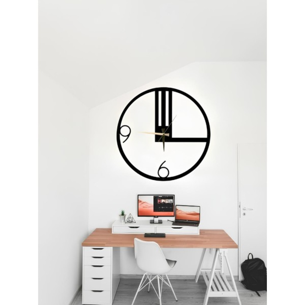 Alpha Metal Design Modern 9/6 Duvar Saati - 41X41 Cm Metal Duvar Saati - Siyah Duvar Saati AMD3030 Dekoratif Saat Fiyatı