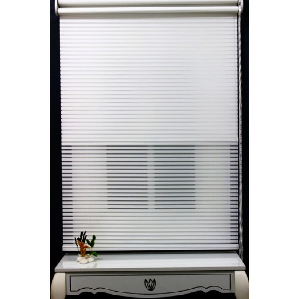 Alpinaz Çift Mekanizmalı Kalın Çizği Tül & Mat Beyaz Stor %80 Işıgı Keser - 220 x 260 cm Stor Perde Fiyatı