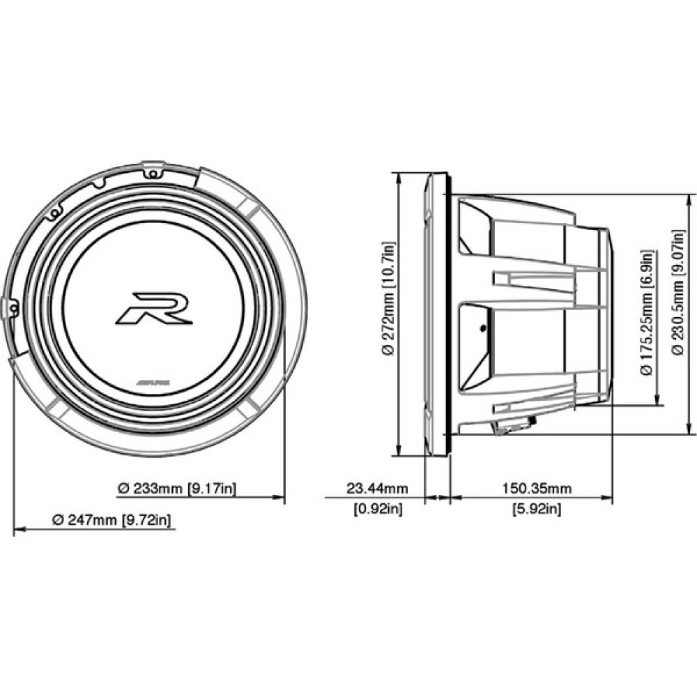 Alpine R2-W10D4 Eni Nesil 10 Inç (25 Cm)Çift Ses Bobinli 4 Ohm R-Serisi Subwoofer * Oto Hoparlörleri & SubWoofer Fiyatı