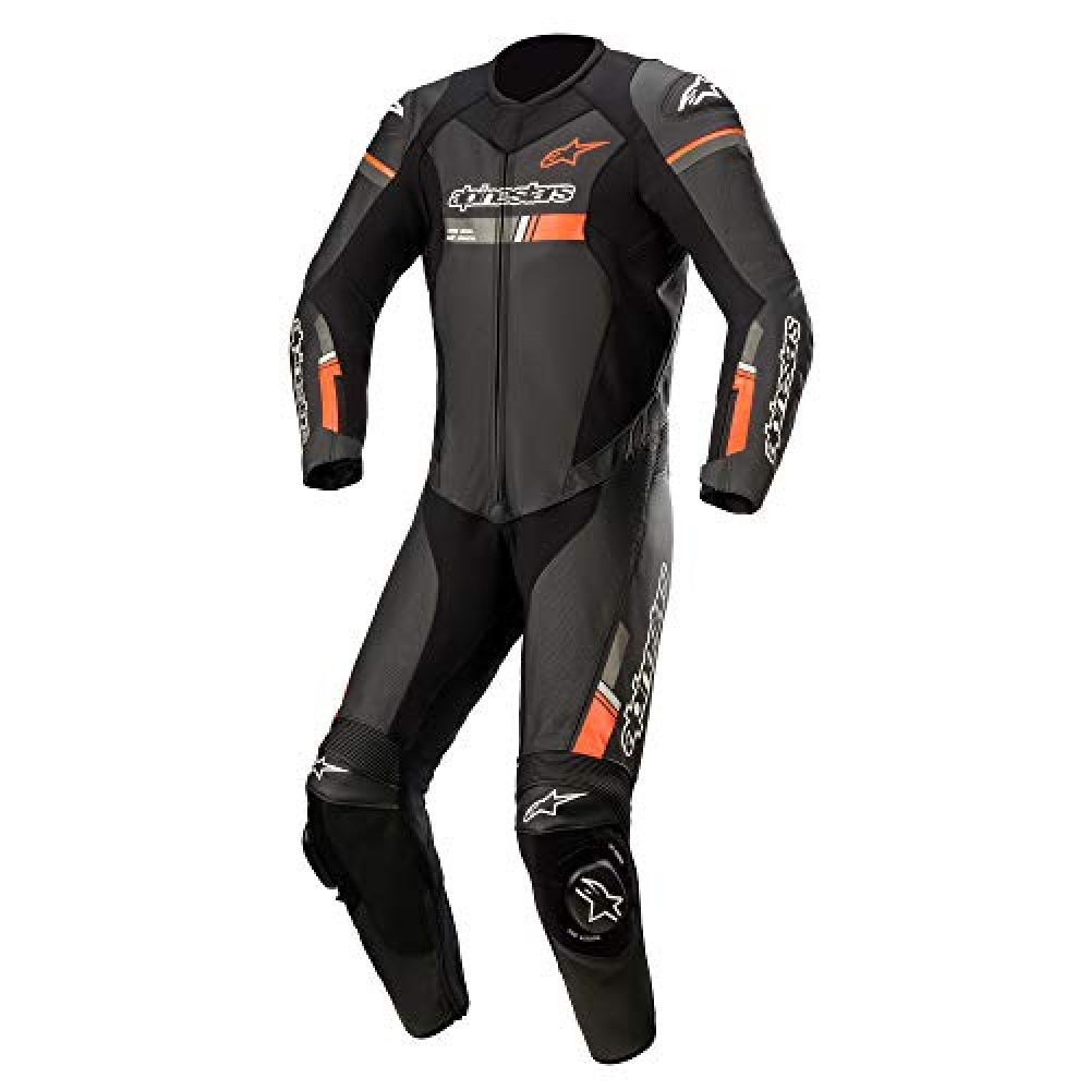 Alpinestars GP Force Chaser Leather One-Piece Suit (48) (BLACK/RED/FLUORESCENT YELLOW)