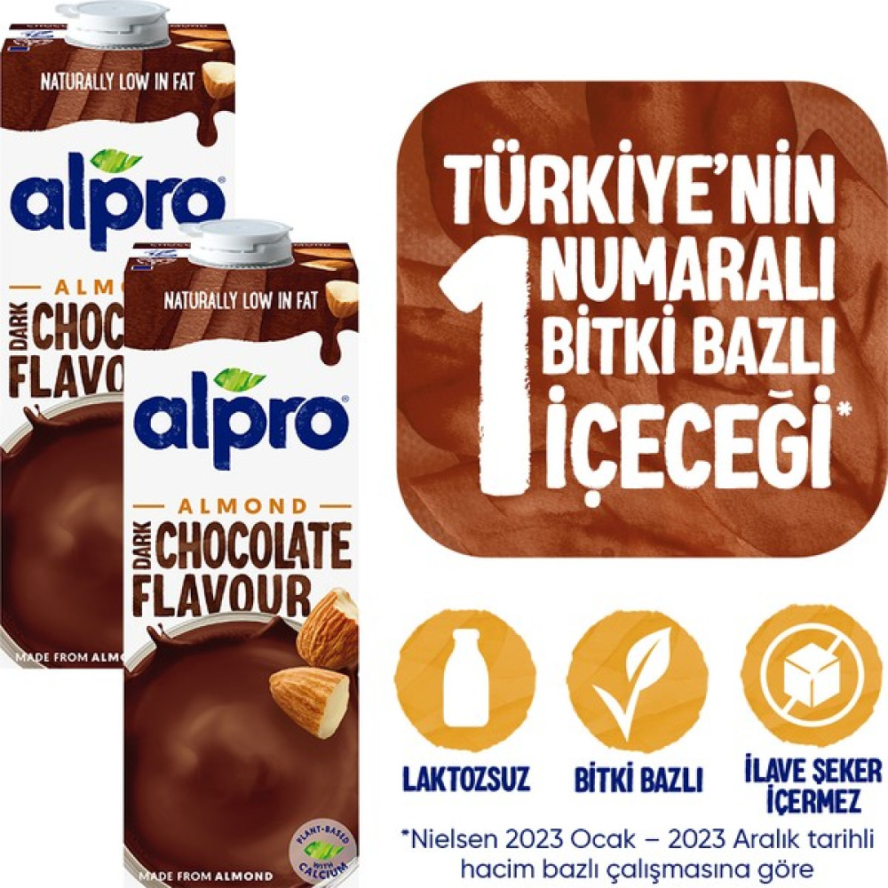 Alpro Bitter Çikolata Badem Içeceği 2 x 1 lt Laktozsuz Bitkisel Vegan Süt Diğer Fiyatı