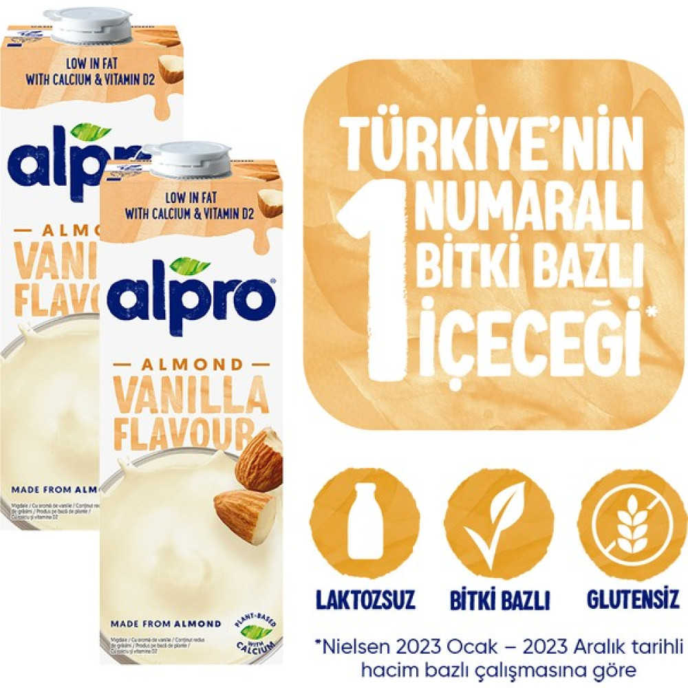 Alpro Vanilya Badem Içeceği 2 x 1 lt Laktozsuz Bitkisel Vegan Süt Diğer Fiyatı