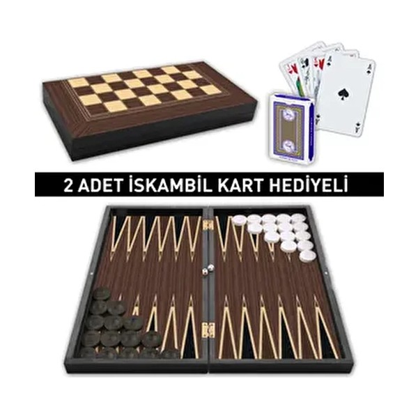 Alpsan Lotus Ceviz Kaplama Tavla Dama Seti 2 Adet İskambil Kart Hediyeli Mıknatıslı Kapama Mekanizması ile Tavla Fiyatı