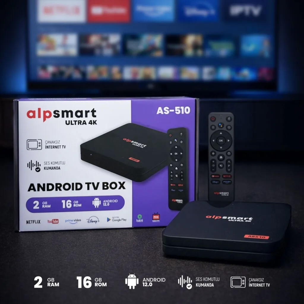 Alpsmart AS510 Android Tv Box Ses Komutlu Kumanda 2gb Ram 16 GB Hafıza TV Aksesuarları Fiyatı