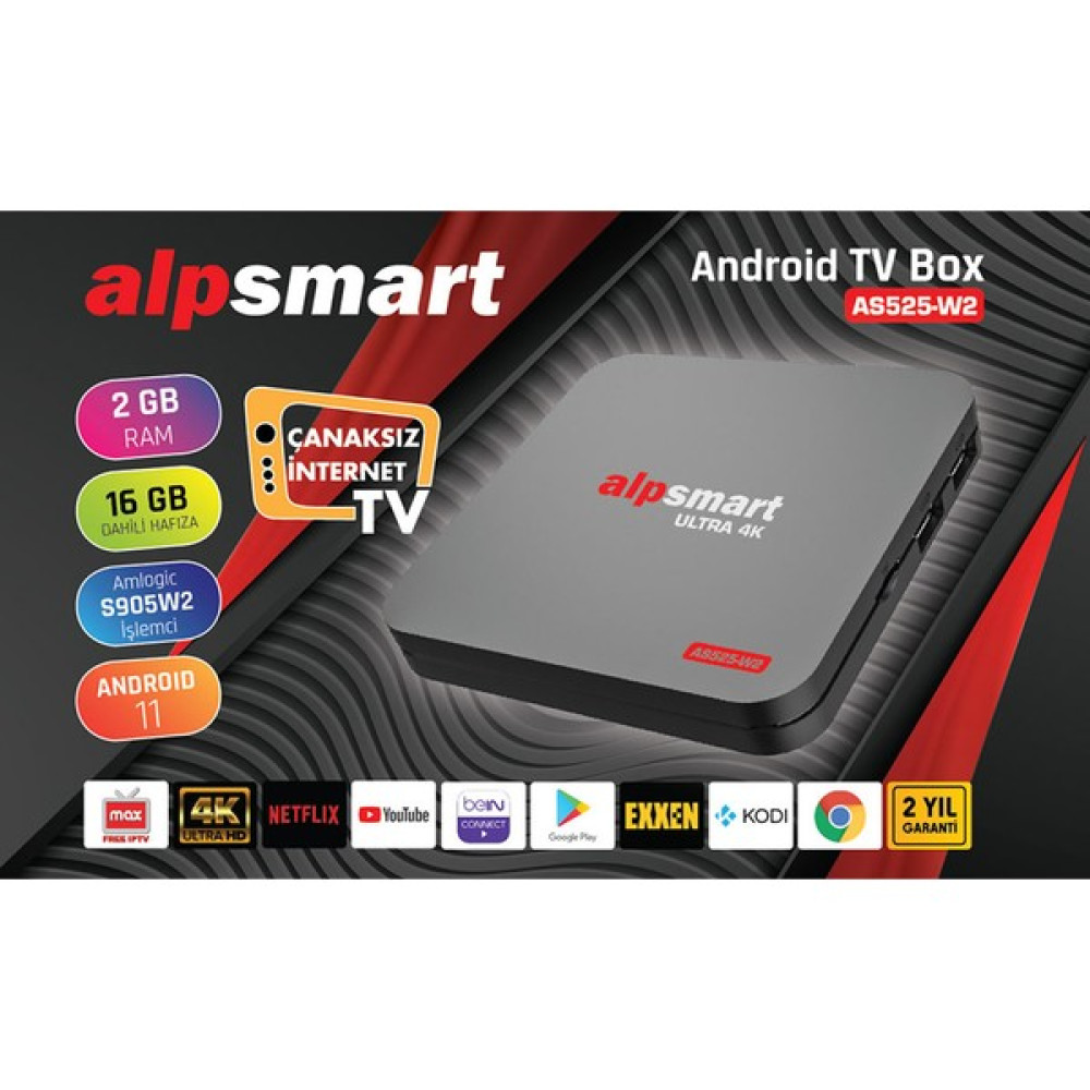 Alpsmart AS525-W2 Android TV Box Media Player Ev Sinema Receiverları Fiyatı