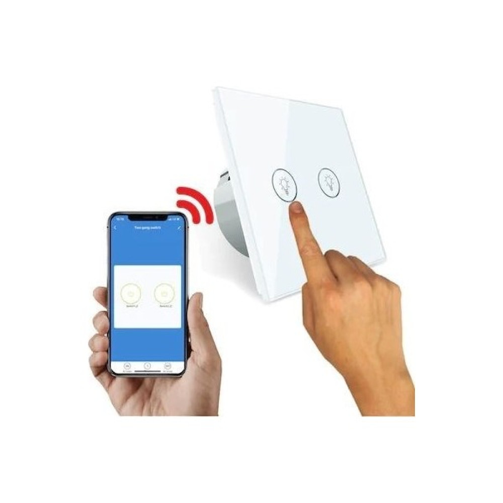 Alpsmart AS872EU Wifi Akıllı Dokunmatik Çiftli Duvar Lamba Açma Anahtarı Nalburiye & Hırdavat Fiyatı