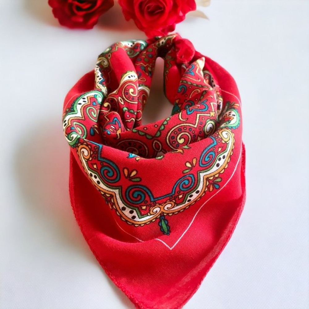 Als Accessories Kırmızı Renk Içerisinde Beyaz Çiçek Desenli %100 Koton Bandana Bebek Saç Bandı Fiyatı