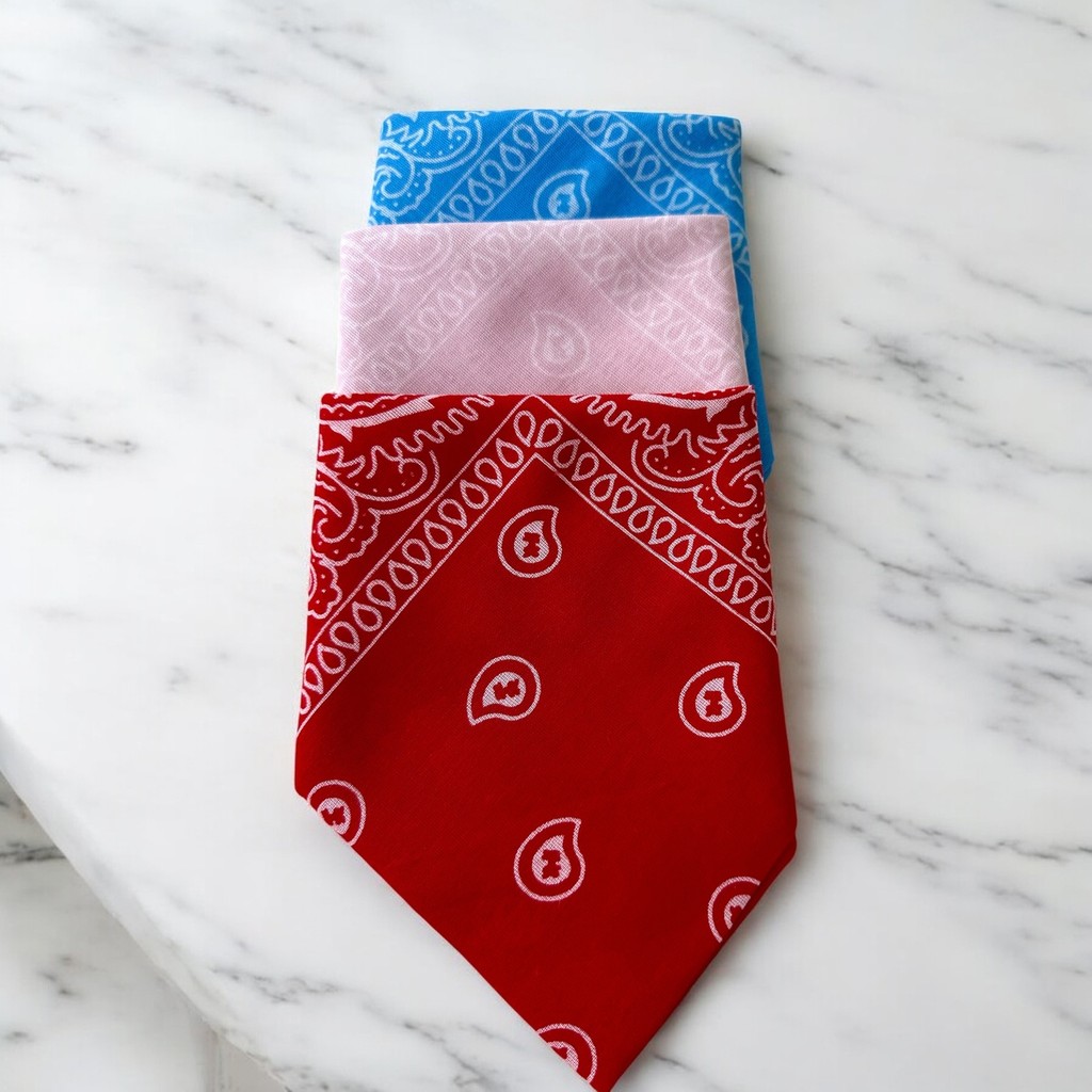 ALS Tasarım Dünyası Kadın Kırmızı, Pembe ve Mavi Renk Etnik Desenli 3'lü %100 Koton Bandana, Saç Bandı Diğer Fiyatı