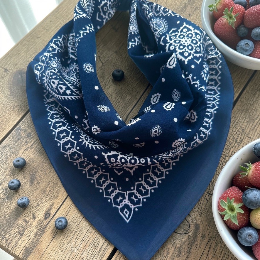 ALS Tasarım Dünyası Lacivert Renk %100 Koton Retro Desenli Çok Amaçlı Bandana Bandana (Outdoor) Fiyatı