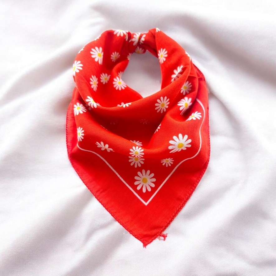 ALS Tasarım Dünyası Turuncu Renk Papatya Desenli %100 Koton Bandana Diğer Fiyatı