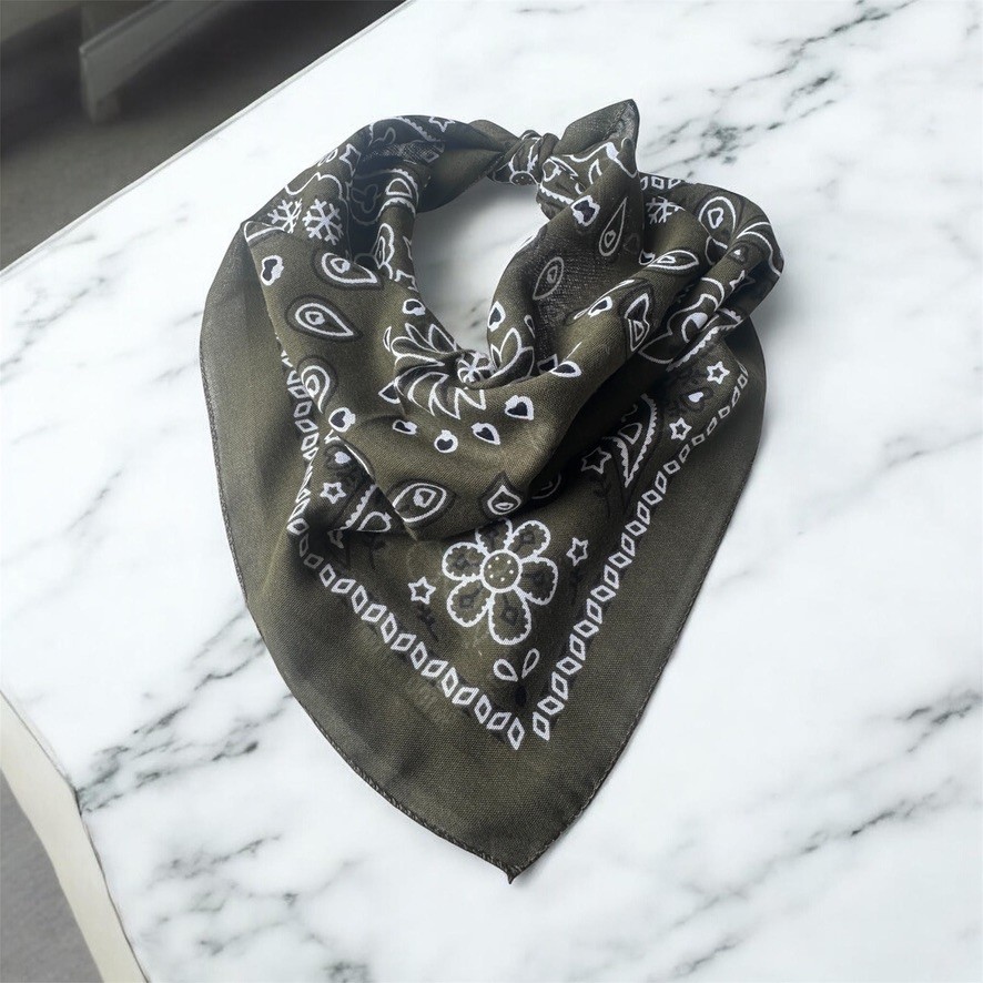 ALS Tasarım Dünyası Yeşil Renk Içi Desenli %100 Koton Bandana Bandana (Outdoor) Fiyatı