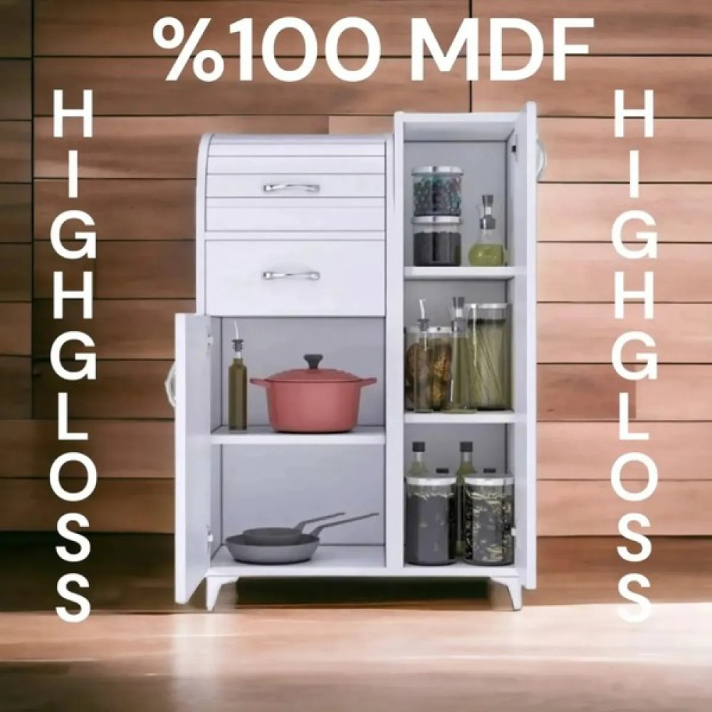 Alsan Dekor Mdf Kilerli Ekmek Dolabı - Beyaz Mutfak Dolabı / Mobilyası Fiyatı