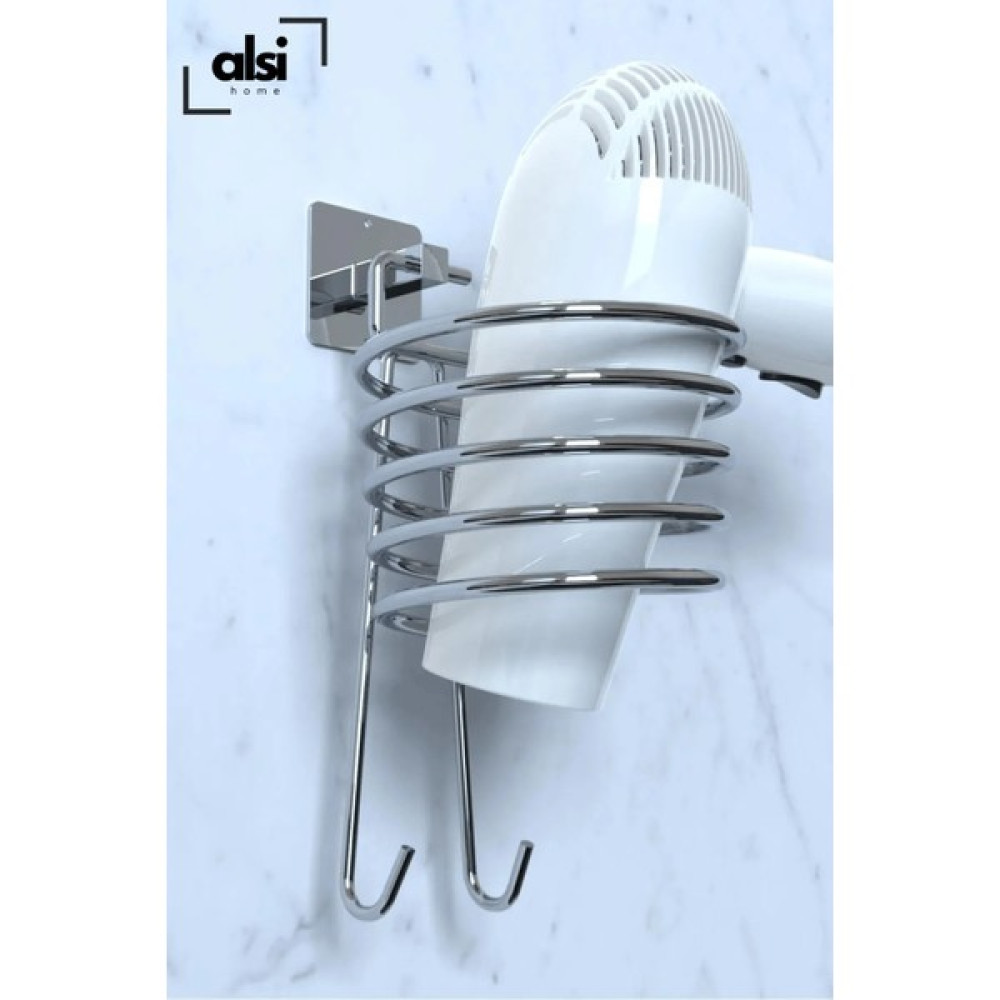 Alsi Home Yapışkanlı Gümüş Fön Makinesi Askısı Saç Kurutma Makinesi Tutacağı Banyo Askılık Fiyatı