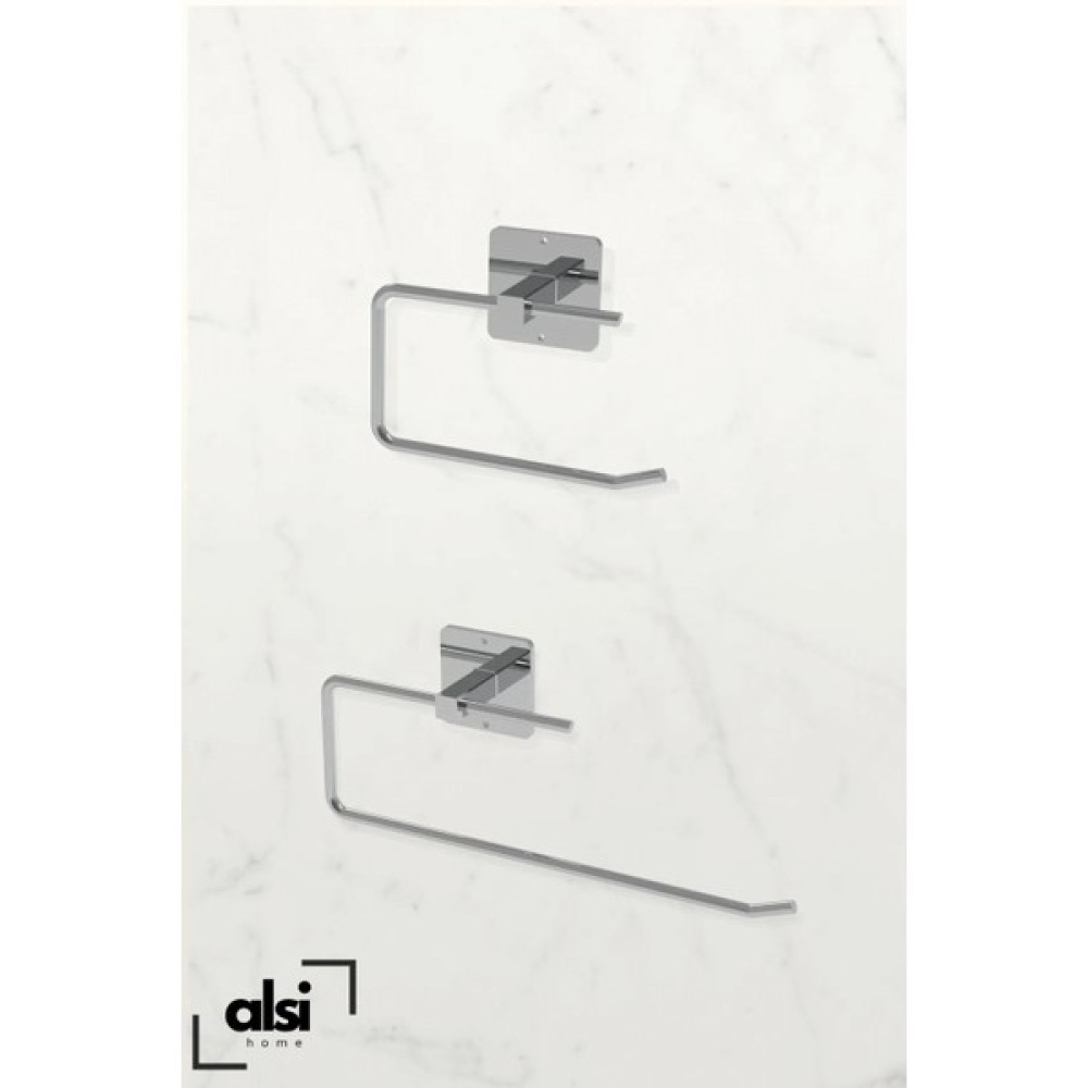 Alsi Home Yapışkanlı Gümüş Wc Kağıtlık ve Rulo Havluluk Banyo Mutfak 2'li Set Banyo Askılık Fiyatı