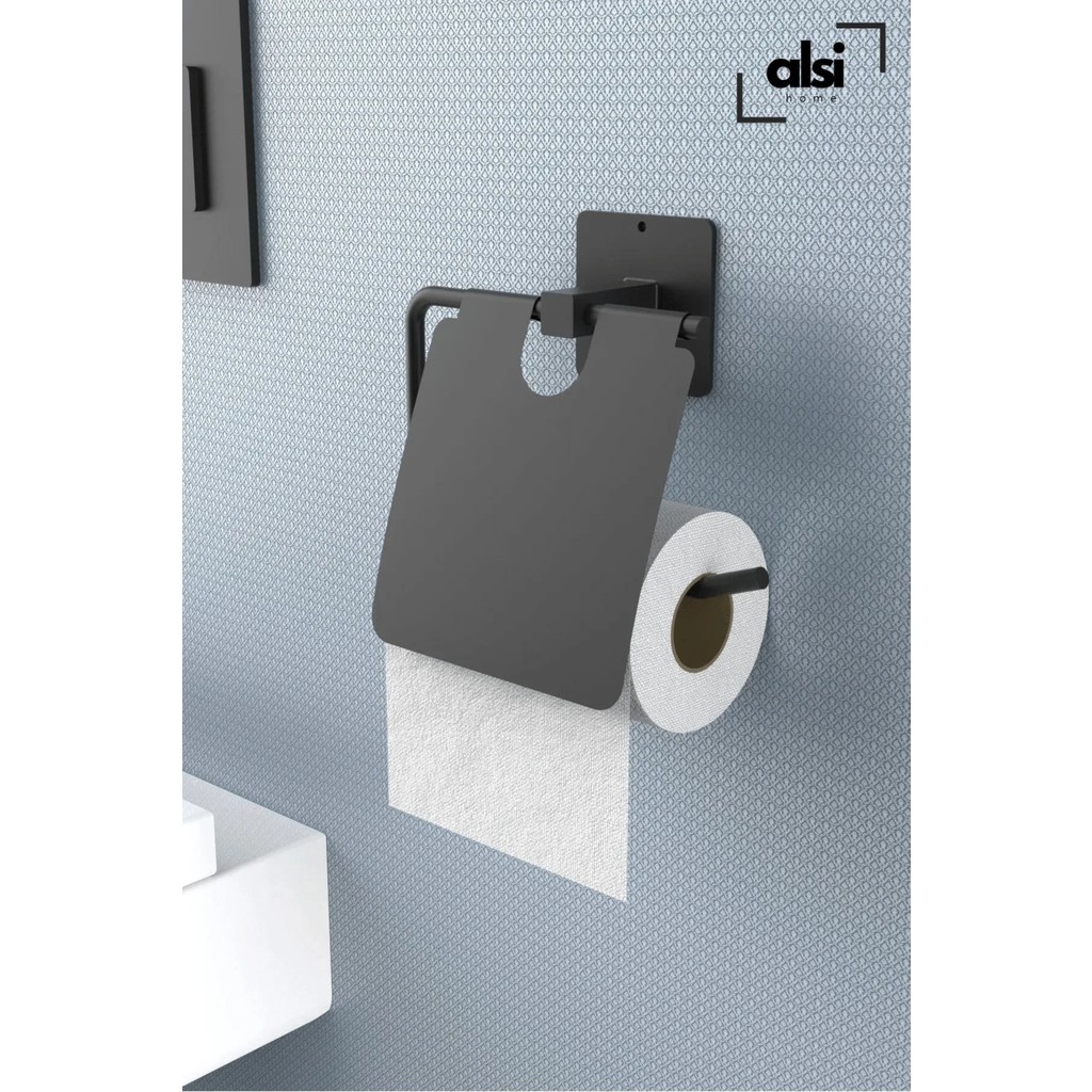 Alsi Home Yapışkanlı Kapaklı Siyah Tuvalet Kağıdı Tutacağı/tuvalet Wc Kağıtlık Tuvalet Kağıdı Fiyatı