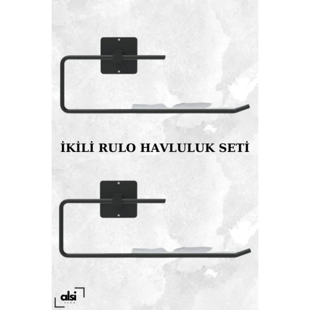 Alsi Home Yapışkanlı Siyah Rulo Havluluk 2’li Set Mutfak Banyo Havluluğu Peçetelik Yapışkanlı Çok Amaçlı Banyo Mutfak Askısı Havluluk Fiyatı