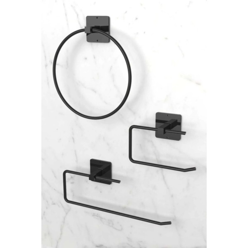 Alsi Home Yapışkanlı Siyah Rulo Havluluk Wc Kağıtlık ve Çember Havluluk Banyo Mutfak 3'lü Set Havluluk Fiyatı