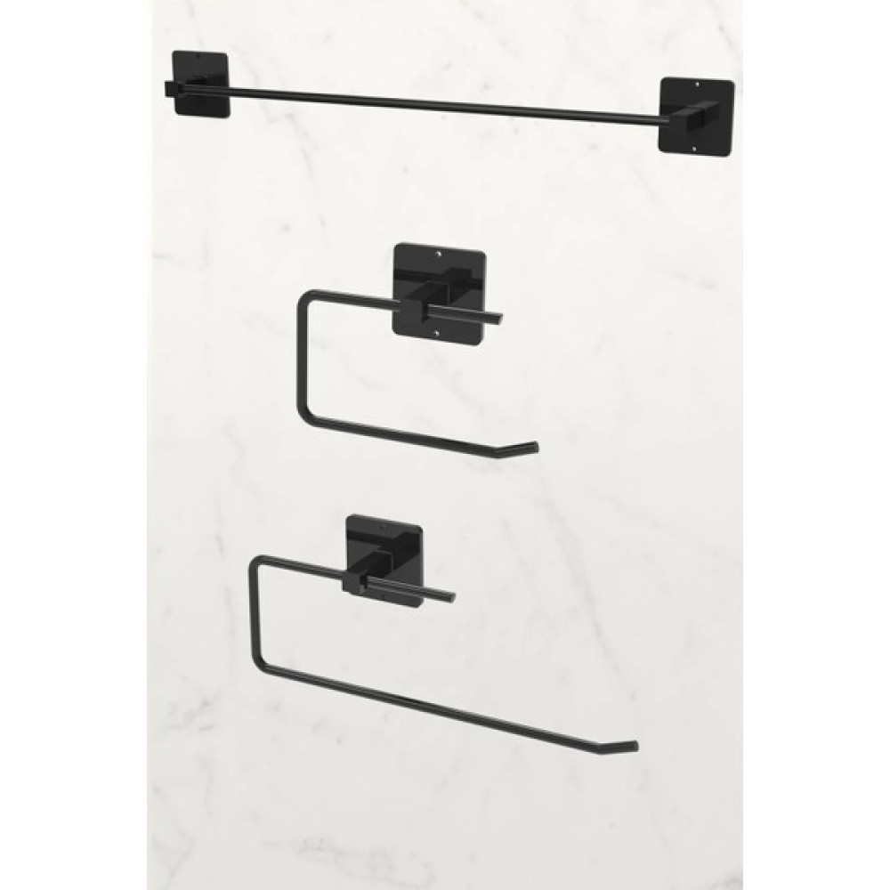 Alsi Home Yapışkanlı Siyah Uzun Havluluk Rulo Havluluk Peçetelik Wc Kağıtlık 3'lü Pratik Banyo Mutfak Set Havluluk Fiyatı