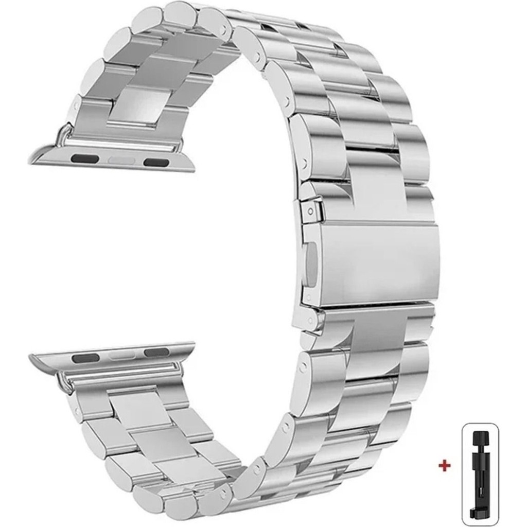 Alstrap Apple Watch Seri 6 7 8 9 10 Se Ultra Uyumlu 44 45 46 49MM Paslanmaz Çelik Kordon Kayış - Gümüş - 44mm-45mm-46mm-49mm SSD / Solid State Drive Fiyatı