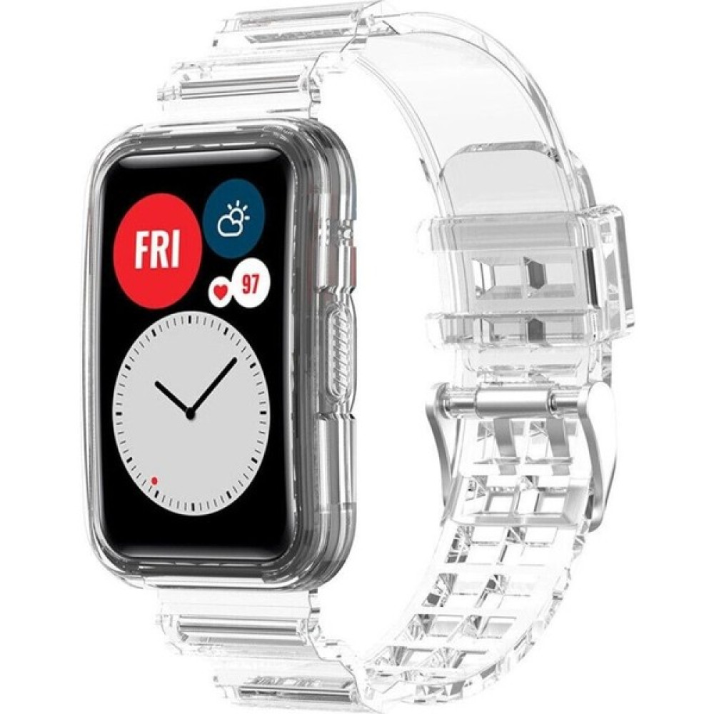 Alstrap Huawei Watch Fit - Fit 2 - Fit 2 Active Uyumlu Kasa Koruyuculu Silikon Kordon - Şeffaf Giyilebilir Teknoloji Aksesuarları Fiyatı