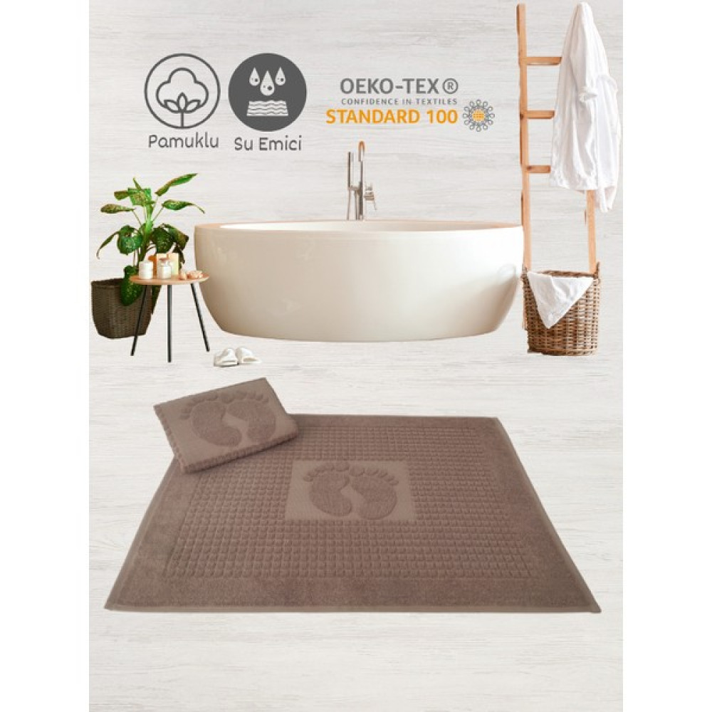 Alsuar Klasik 2'li Banyo Paspası Ayak Havlusu 50X70 cm KLSK23 - Koyu Kahverengi - 50 x 70 cm Ayak Havlusu Fiyatı