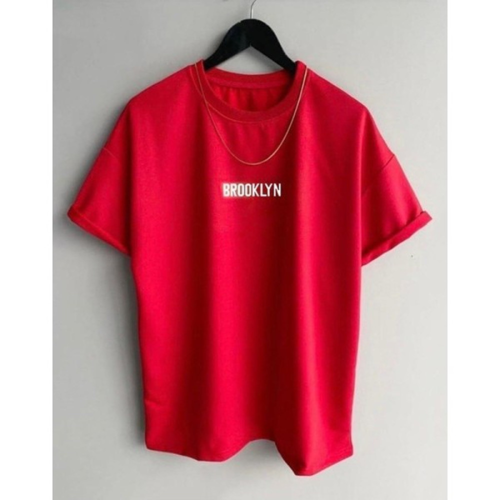 Altamira Altamira Erkek Kırmızı Brooklyn Baskılı Oversize Bisiklet Yaka Kısa Kollu Tshirt Erkek T-shirt Fiyatı