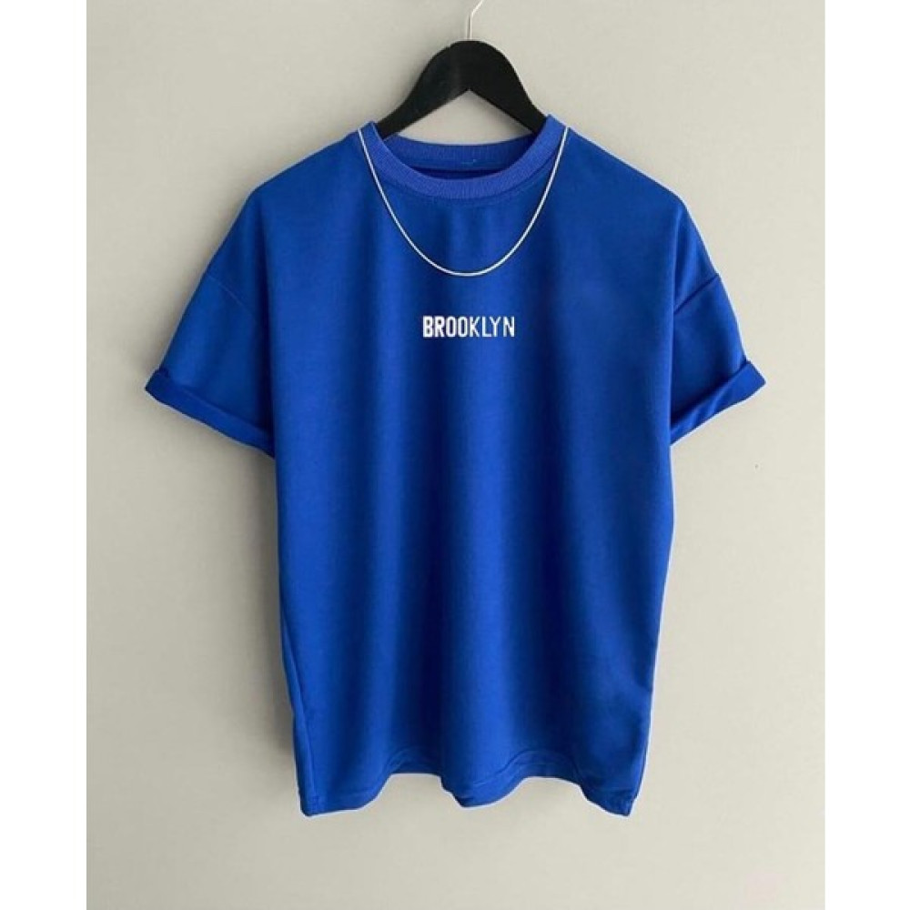 Altamira Altamira Erkek Mavi Brooklyn Baskılı Oversize Bisiklet Yaka Kısa Kollu Tshirt Erkek T-shirt Fiyatı