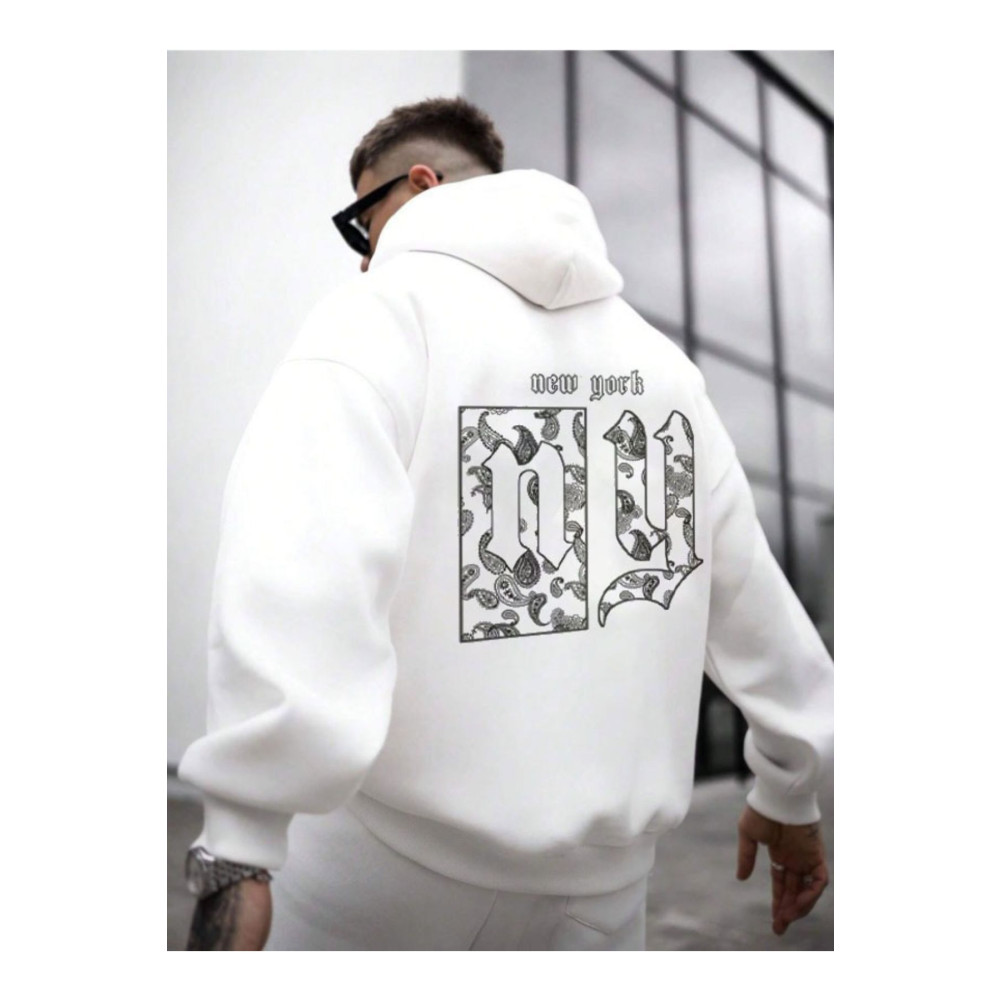 Altamira Erkek Beyaz Sırt NY Baskılı Kapüşonlu Sweatshirt L Beden Bayan Sweatshirt Fiyatı