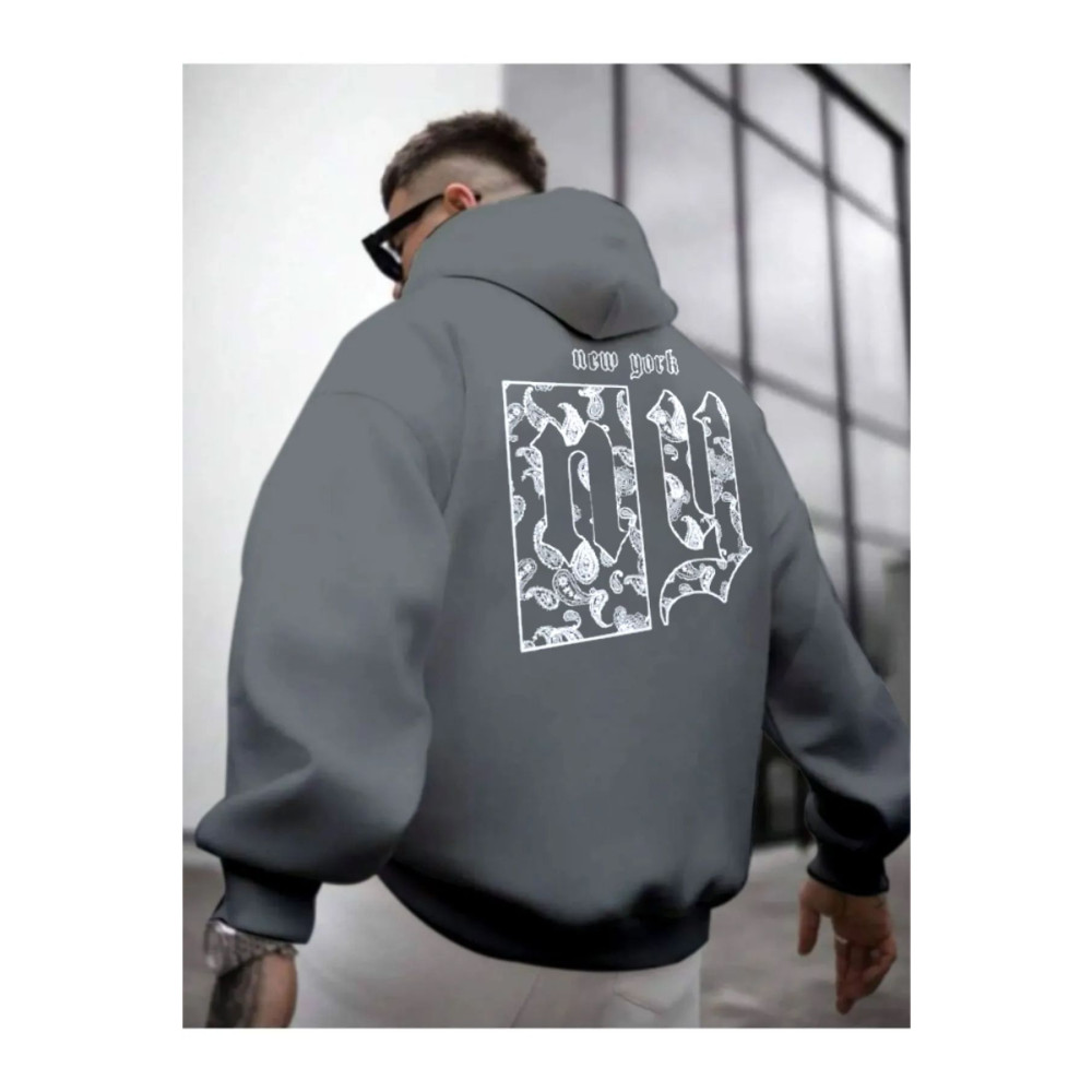 Altamira Erkek Duman Gri Sırt NY Baskılı Kapüşonlu Sweatshirt XL Beden Bayan Sweatshirt Fiyatı