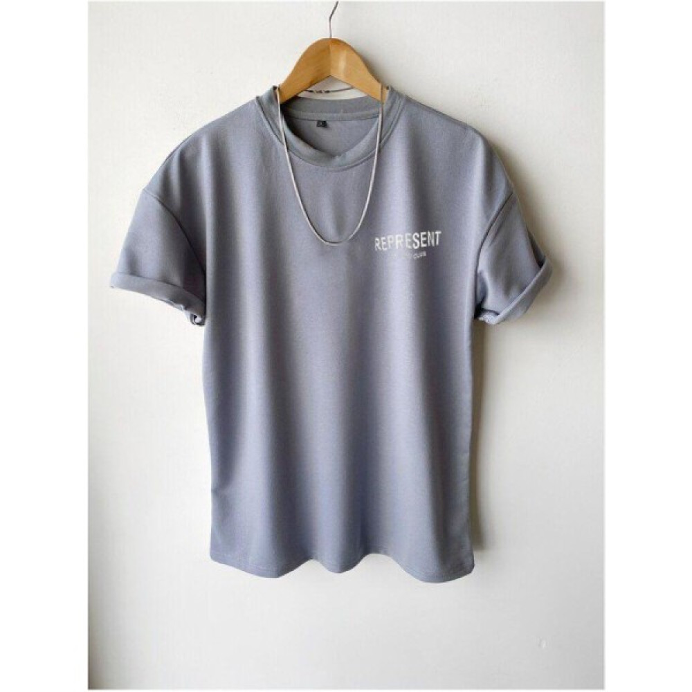 Altamira Erkek Gri Represent Baskılı Bisiklet Yaka Oversize Tshirt Erkek T-shirt Fiyatı