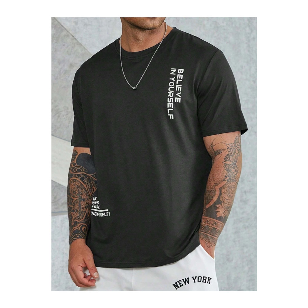 Altamira Erkek Siyah Believe Baskılı Oversize T-shirt L Beden Bayan T-shirt Fiyatı