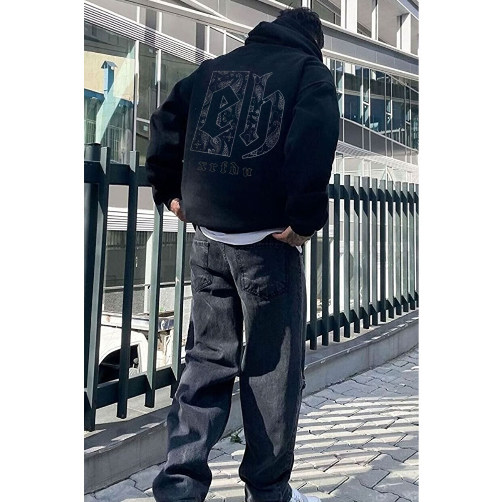 Altamira Erkek Siyah Eh Sırt Baskılı Oversize Kapşonlu Sweatshirt XL Beden Bayan Sweatshirt Fiyatı