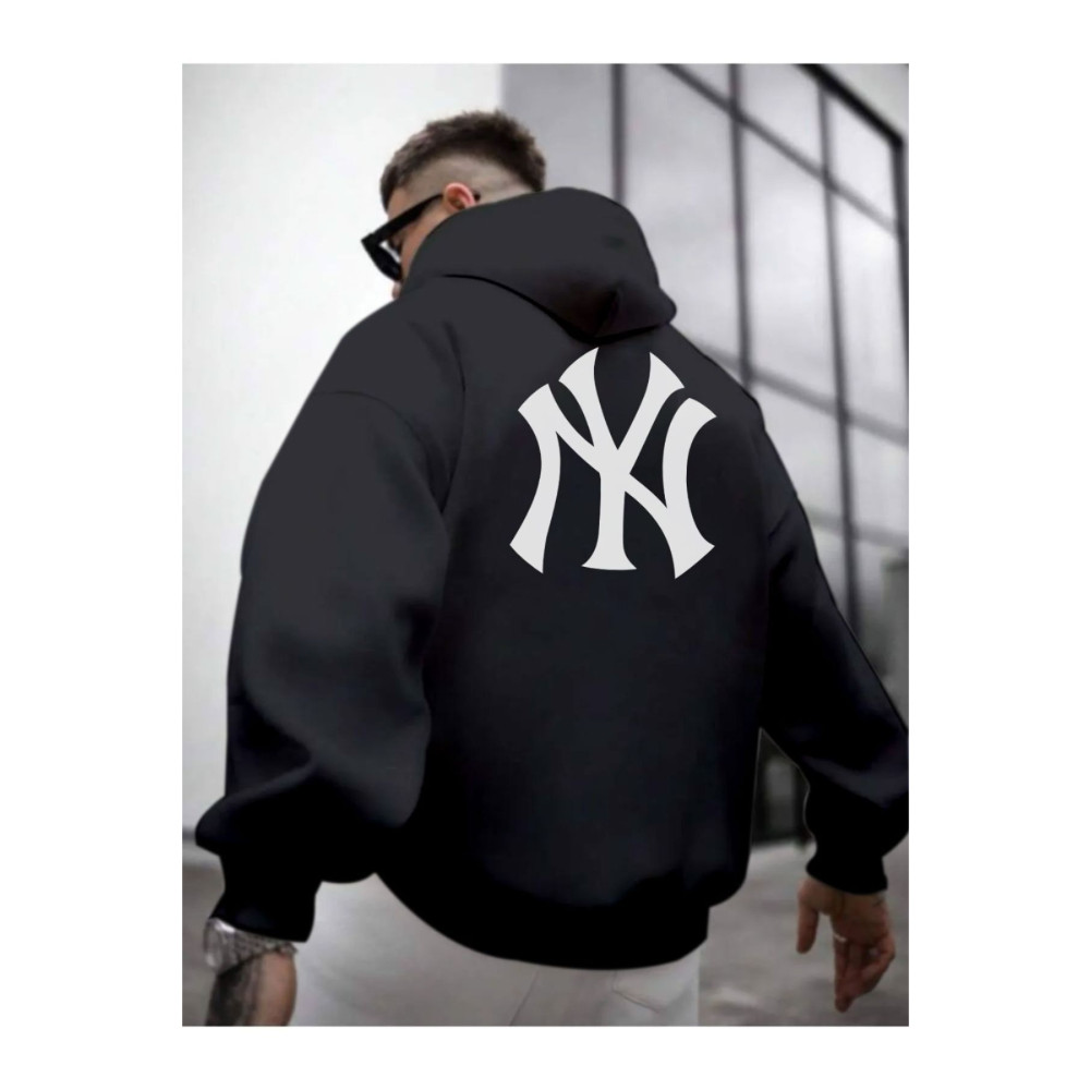 Altamira Erkek Siyah Ön Arka NY Baskılı Kapüşonlu Sweatshirt L Beden Bayan Sweatshirt Fiyatı