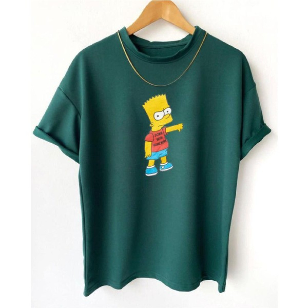 Altamira Erkek Yeşil Bart Simpson Baskılı Oversize Bisiklet Yaka Tişört Erkek T-shirt Fiyatı