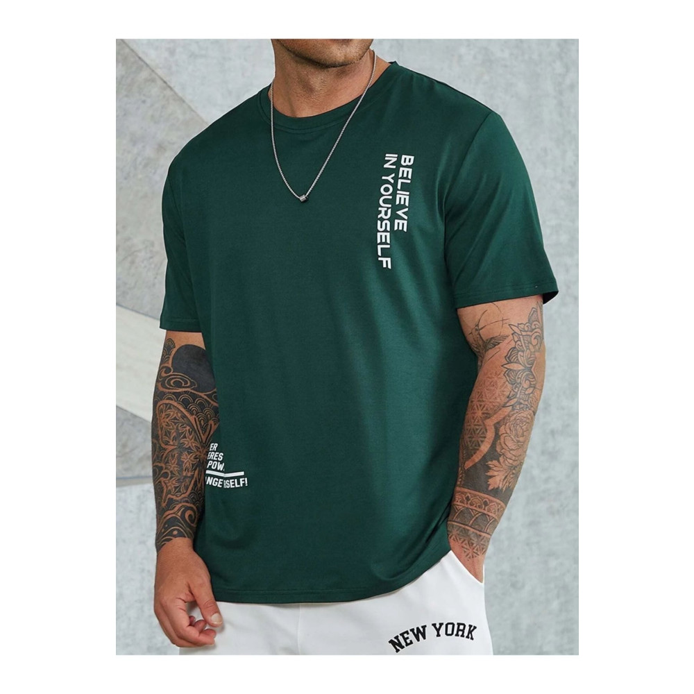 Altamira Erkek Yeşil Believe Baskılı Oversize T-shirt M Beden Bayan T-shirt Fiyatı