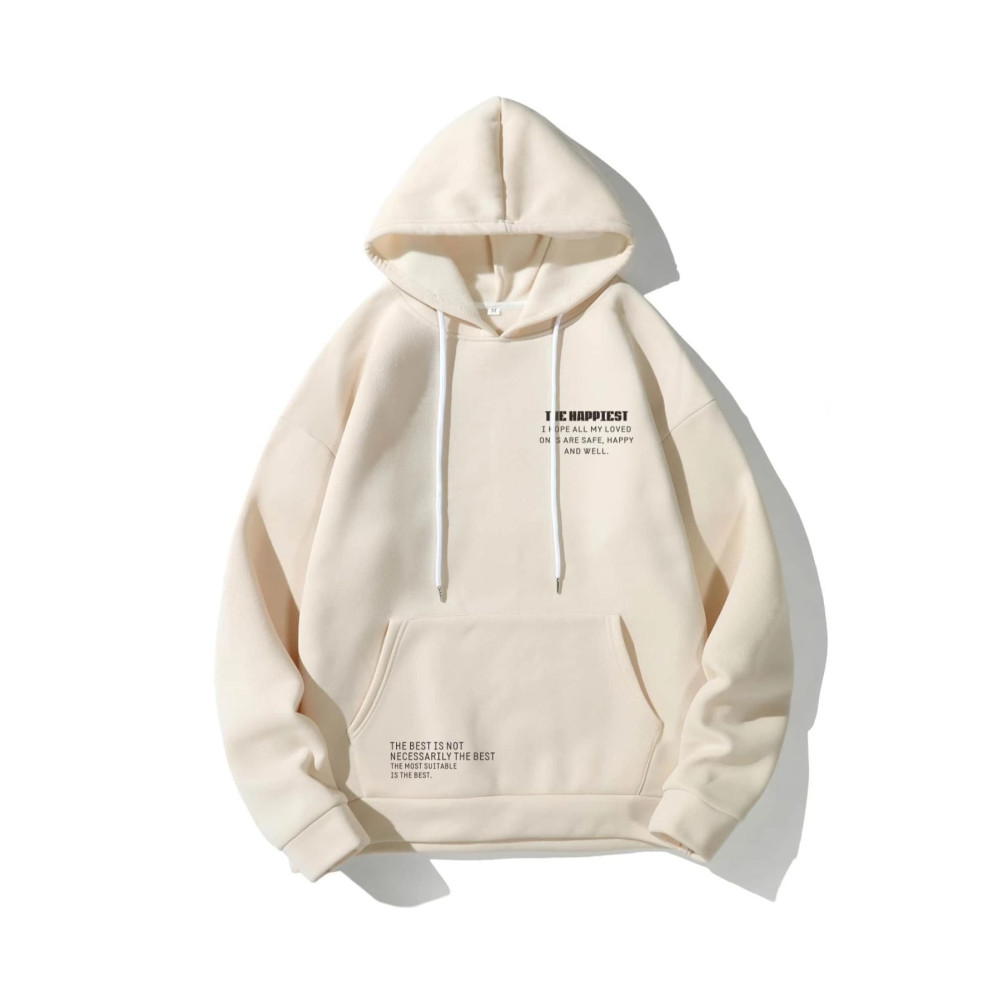 Altamira Unisex Bej Happiest Baskılı Oversize Kapşonlu Sweatshirt L Beden Bayan Sweatshirt Fiyatı