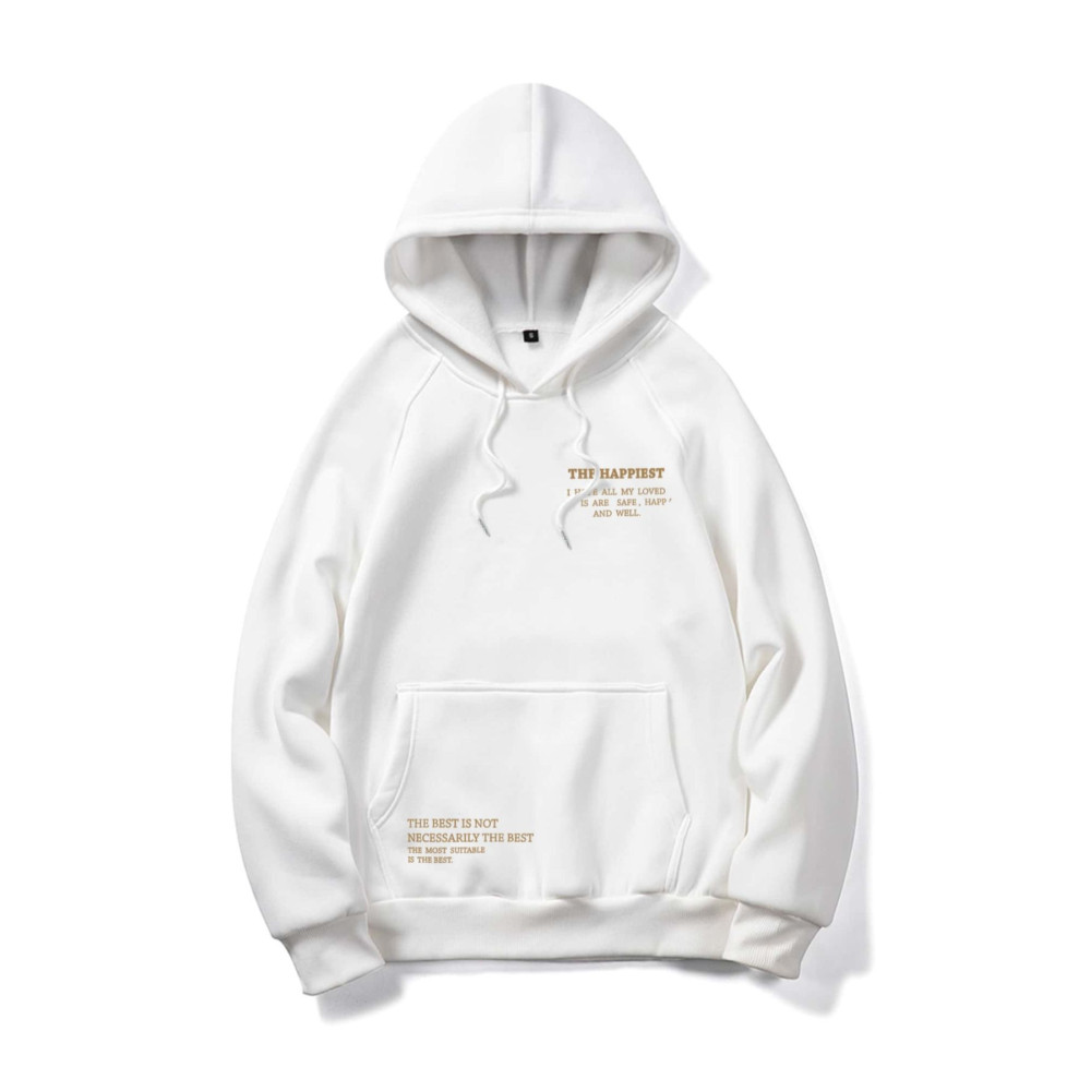 Altamira Unisex Beyaz Happiest Baskılı Oversize Kapşonlu Sweatshirt XL Beden Bayan Sweatshirt Fiyatı