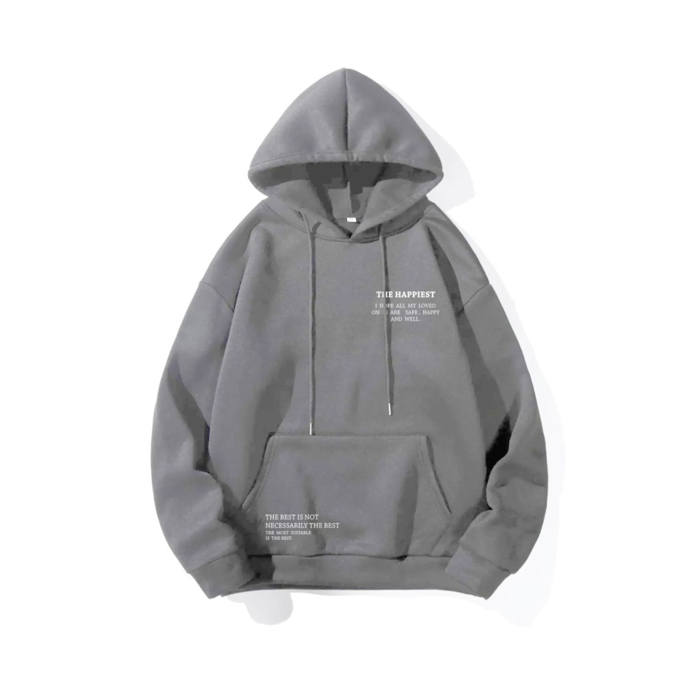 Altamira Unisex Füme Happiest Baskılı Oversize Kapşonlu Sweatshirt M Beden Bayan Sweatshirt Fiyatı